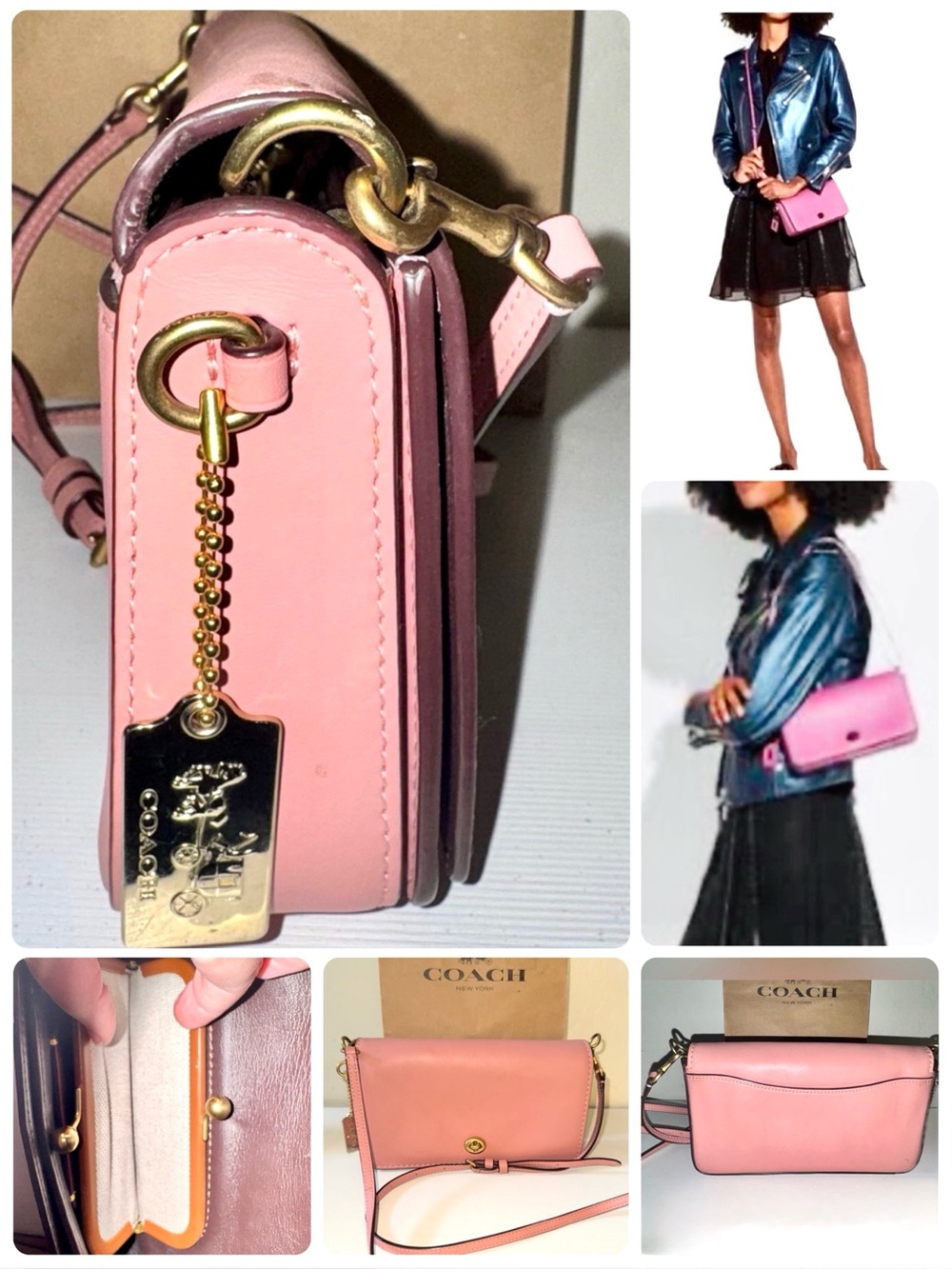 Coach 1941 Dinky Glove tanned Leather Crossbody bag Pink & Oxblood 2018 - 37296